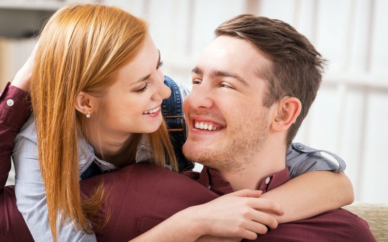 Young couple with hearing impairment